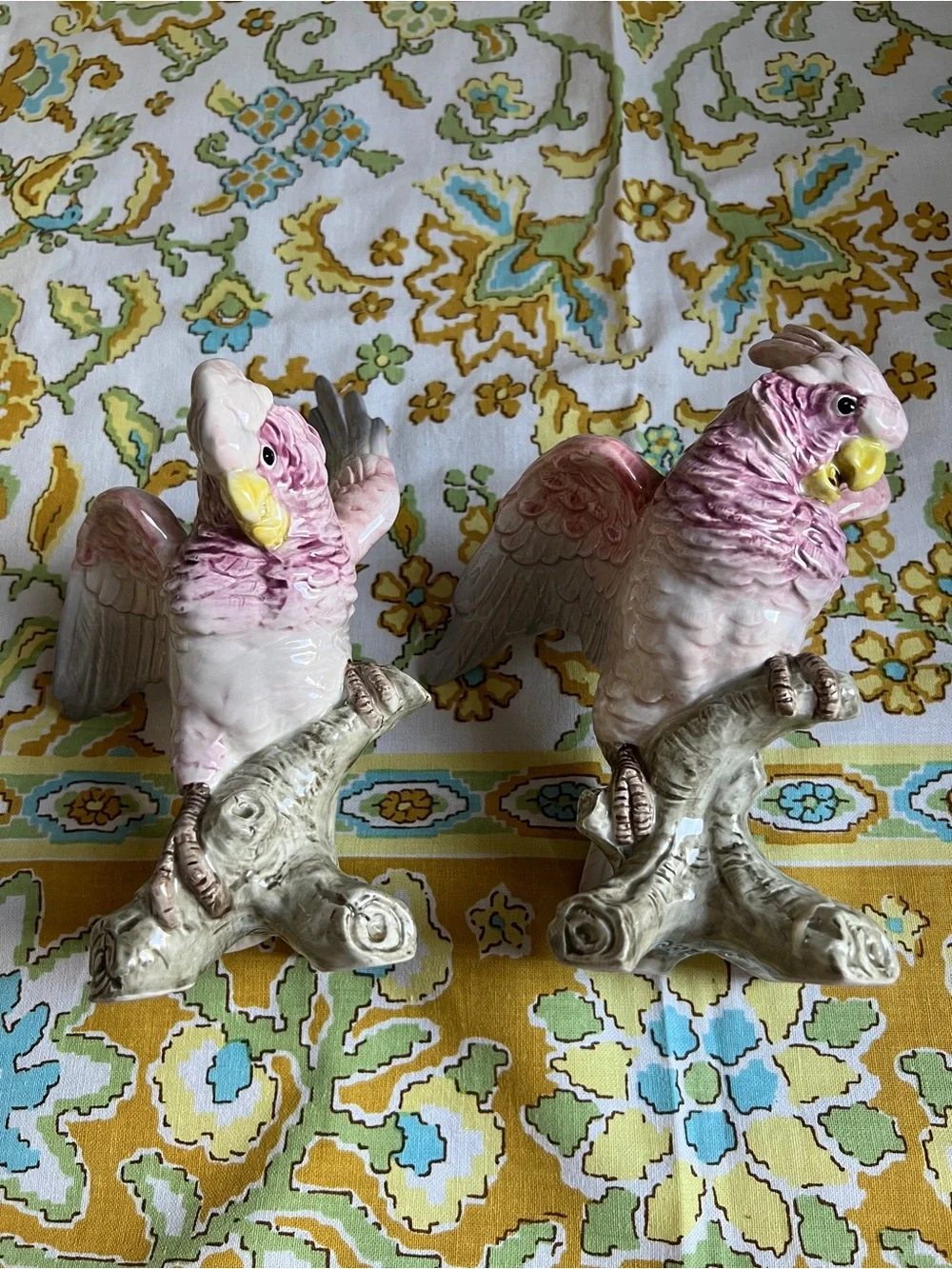 Fitz & Floyd Ceramic Cockatoo Figurine Pair - Decorative Bird Candlestick